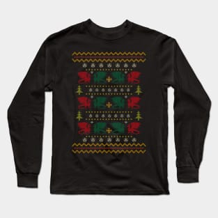 Christmas Sweater Dragons - Board Games Dungeon TRPG Design - Board Game Art Long Sleeve T-Shirt